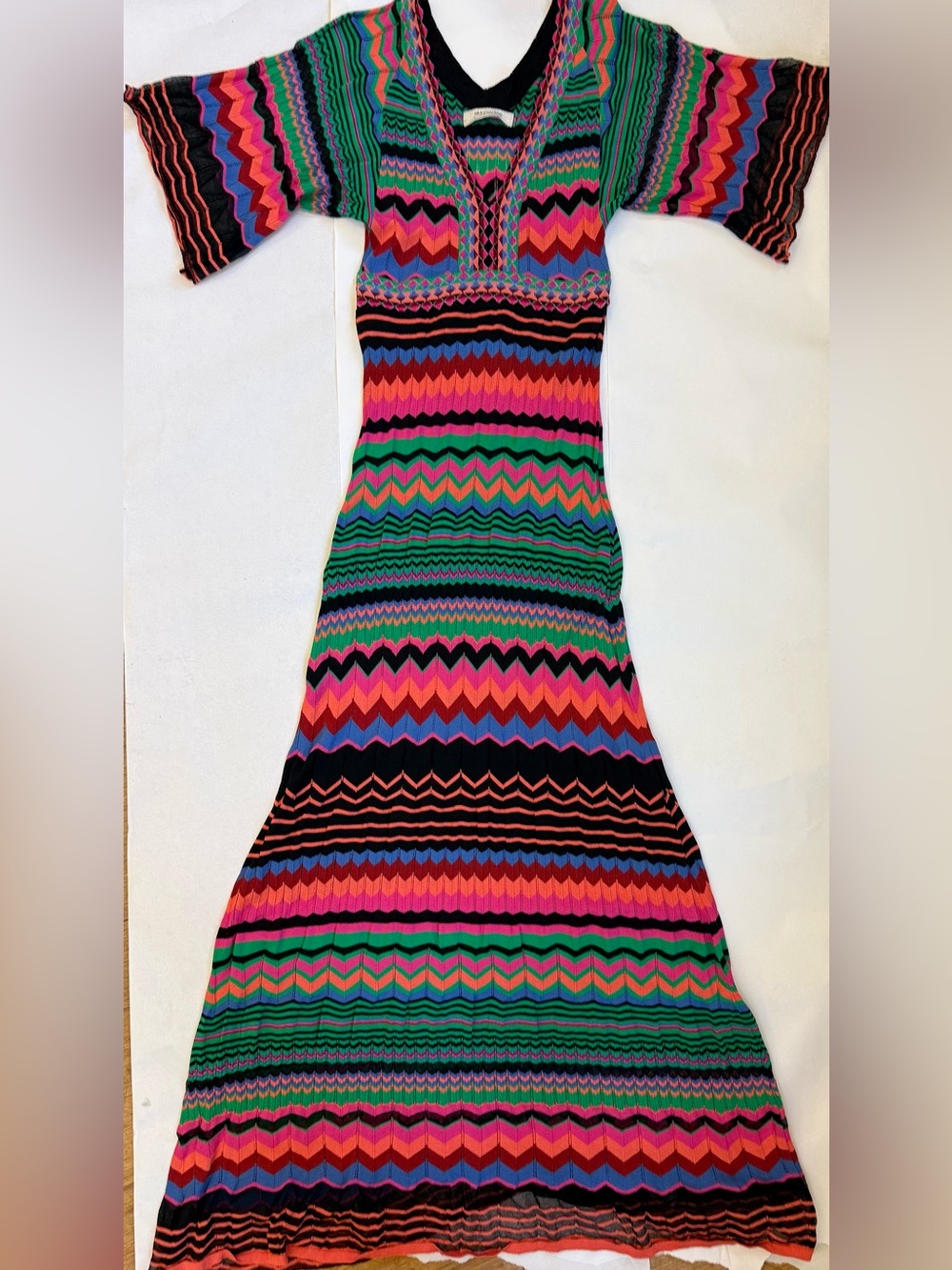 Aldo Martins Contrera Multicolor Chevron Knit Maxi Dress Size Small